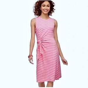 Talbots Candy Stripe 100% Cotton Wrap Look Midi Dress L